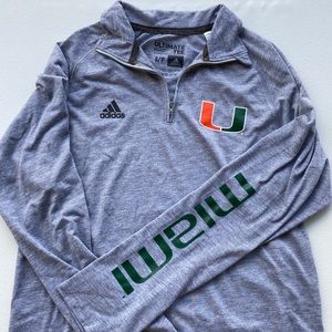 University of Miami Adidas Gray Quarterzip